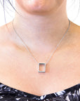 Bowen Box Mini Geometric Silver Necklace Pendant