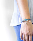 Turquoise Blue Conway Silver and Braided Leather Bracelet