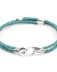 Turquoise Blue Conway Silver and Braided Leather Bracelet