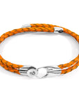 Fire Orange Conway Silver and Braided Leather Bracelet