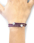 Deep Purple Conway Silver and Braided Leather Bracelet