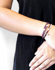 Deep Purple Conway Silver and Braided Leather Bracelet