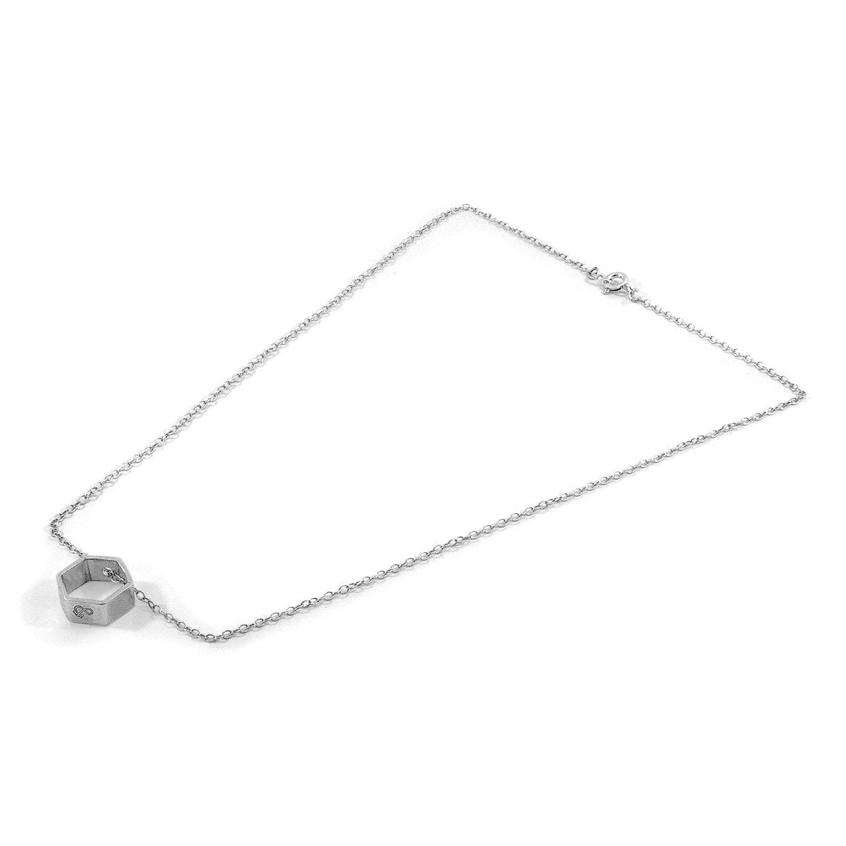 Lane Hexagonal Mini Geometric Silver Necklace Pendant