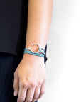 Turquoise Blue Storey Silver and Braided Leather Bracelet