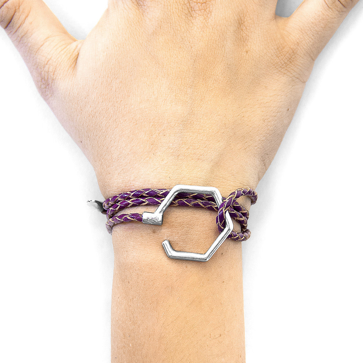 Deep Purple Storey Silver and Braided Leather Bracelet