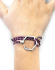 Deep Purple Storey Silver and Braided Leather Bracelet