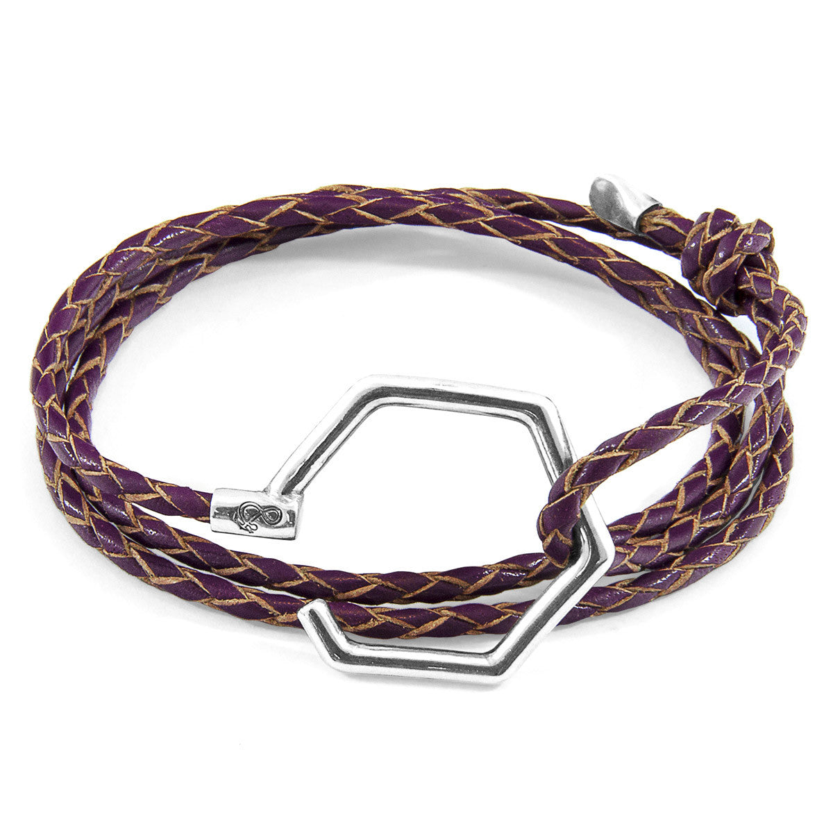 Deep Purple Storey Silver and Braided Leather Bracelet