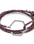 Deep Purple Storey Silver and Braided Leather Bracelet