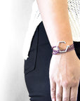 Deep Purple Storey Silver and Braided Leather Bracelet