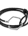 Coal Black Storey Silver and Braided Leather Bracelet