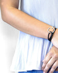 Coal Black Storey Silver and Braided Leather Bracelet