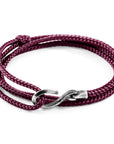 Aubergine Purple Heysham Silver and Rope Bracelet