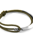 Khaki Green Hove Silver and Rope Bracelet