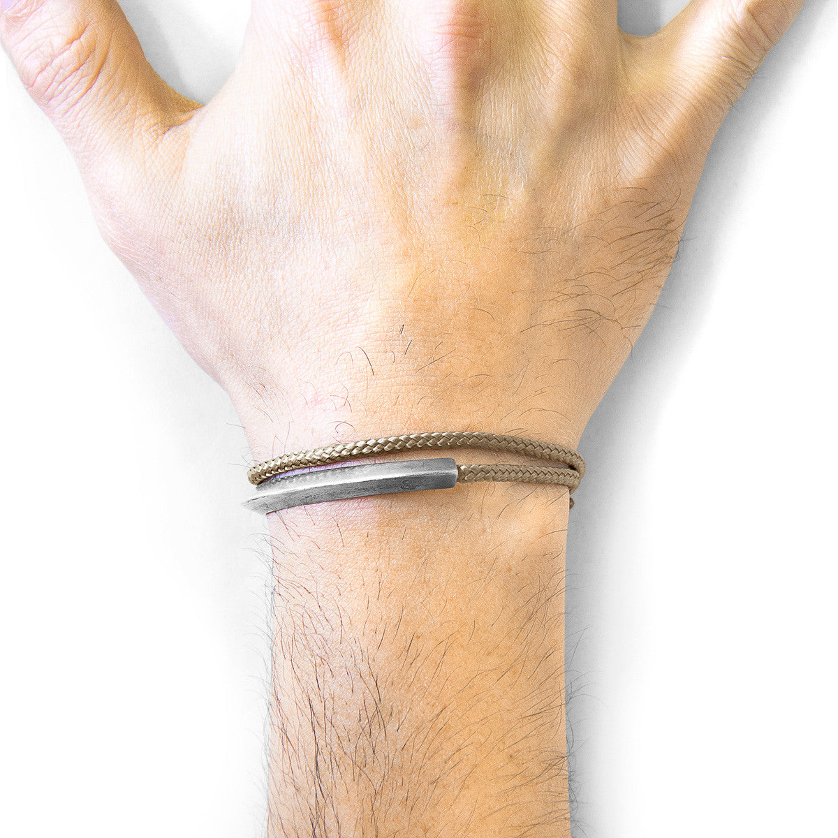 Sand Brown Hove Silver and Rope Bracelet