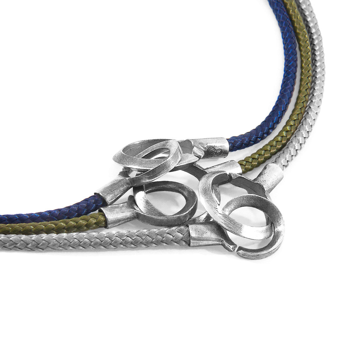 Khaki Green Montrose Silver and Rope Bracelet