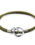 Khaki Green Montrose Silver and Rope Bracelet