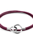 Aubergine Purple Montrose Silver and Rope Bracelet