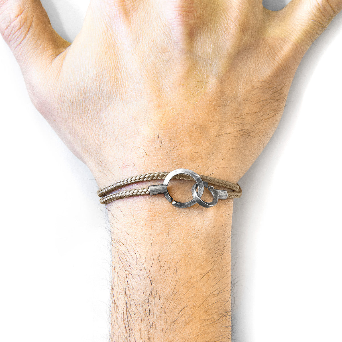 Sand Brown Montrose Silver and Rope Bracelet