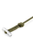 Khaki Green Oxford Silver and Rope Bracelet