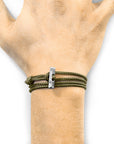Khaki Green Oxford Silver and Rope Bracelet