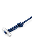 Navy Blue Oxford Silver and Rope Bracelet