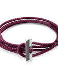 Aubergine Purple Oxford Silver and Rope Bracelet