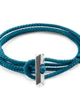 Ocean Blue Oxford Silver and Rope Bracelet