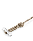 Sand Brown Oxford Silver and Rope Bracelet