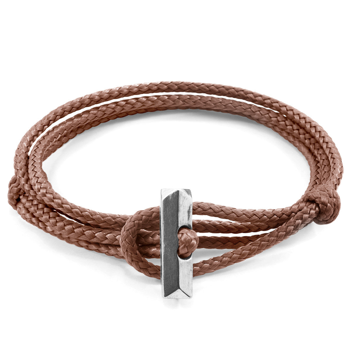 Copper Pink Oxford Silver and Rope Bracelet