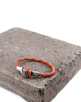 Amber Red Alderney Silver and Braided Leather Bracelet