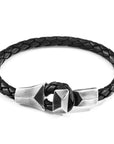 Midnight Black Alderney Silver and Braided Leather Bracelet