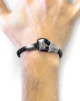 Midnight Black Alderney Silver and Braided Leather Bracelet
