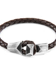 Cacao Brown Alderney Silver and Braided Leather Bracelet