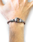 Taupe Grey Alderney Silver and Braided Leather Bracelet