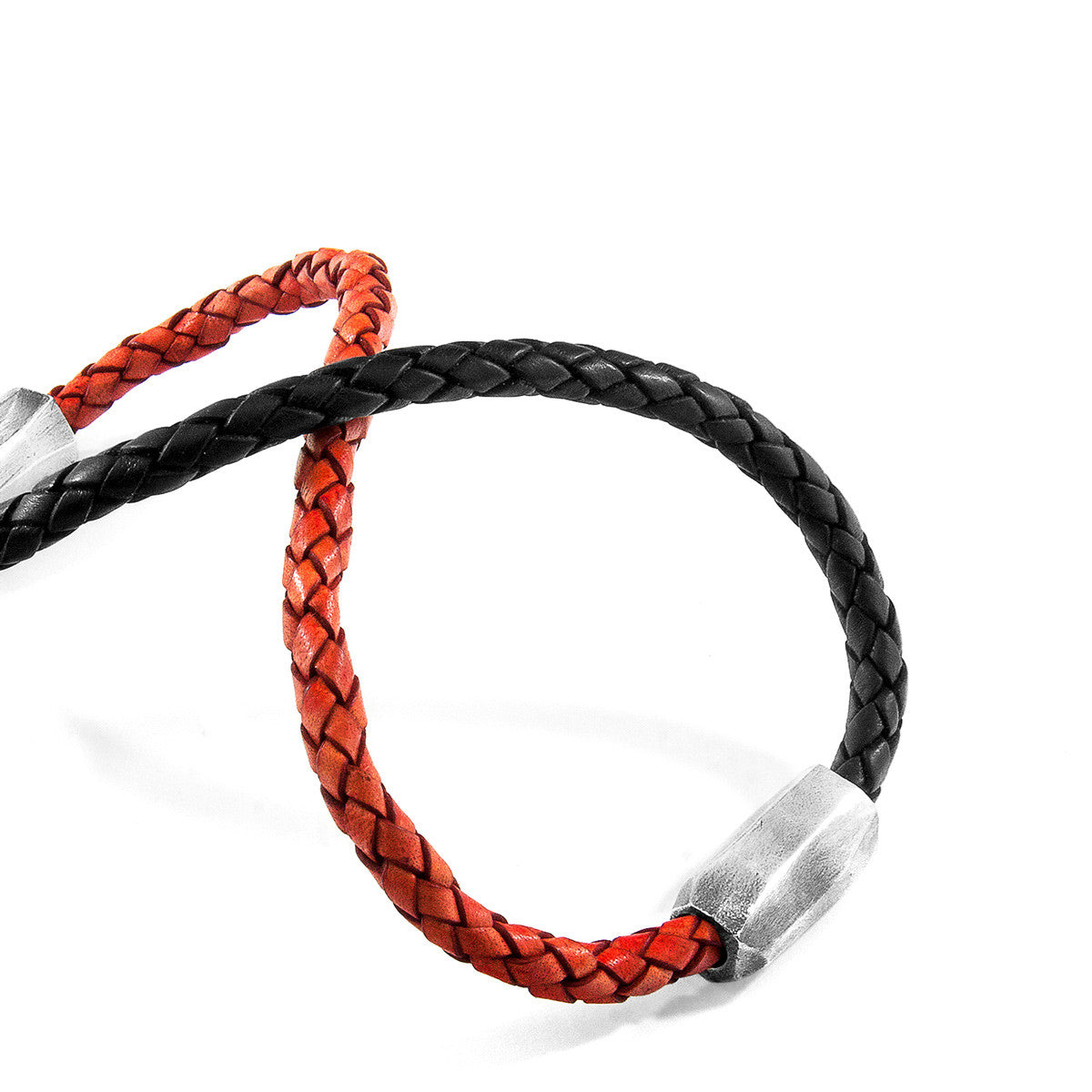 Petrol Green Hayling Silver and Braided Leather Bracelet