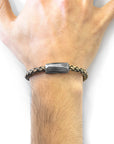 Petrol Green Hayling Silver and Braided Leather Bracelet