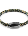 Petrol Green Hayling Silver and Braided Leather Bracelet