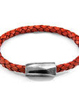 Amber Red Hayling Silver and Braided Leather Bracelet
