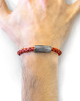 Amber Red Hayling Silver and Braided Leather Bracelet