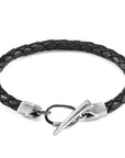 Midnight Black Jura Silver and Braided Leather Bracelet