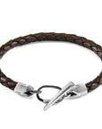 Cacao Brown Jura Silver and Braided Leather Bracelet