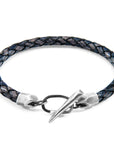 Indigo Blue Jura Silver and Braided Leather Bracelet