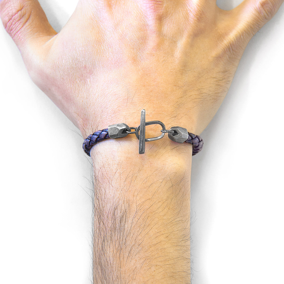 Indigo Blue Jura Silver and Braided Leather Bracelet