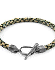 Petrol Green Jura Silver and Braided Leather Bracelet