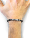 Midnight Black Skye Silver and Braided Leather Bracelet