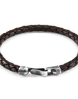 Cacao Brown Skye Silver and Braided Leather Bracelet