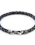 Indigo Blue Skye Silver and Braided Leather Bracelet