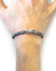 Petrol Green Skye Silver and Braided Leather Bracelet