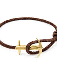 Mocha Brown Admiral Anchor 9ct Yellow Gold and Stingray Leather Bracelet