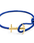 Azure Blue Admiral Anchor 9ct Yellow Gold and Stingray Leather Bracelet
